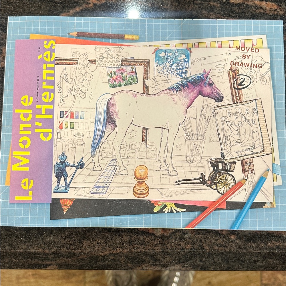 Hermes Le Monde d'Hermès Art Print with Multicolor Accents